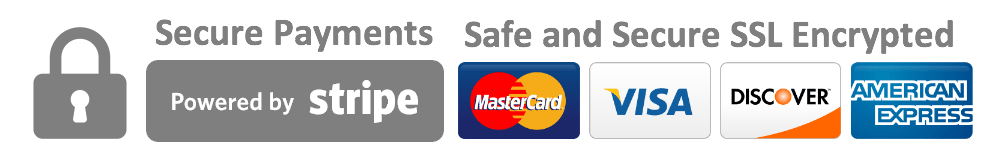 Secure Payments powered by Stripe - Safe and secure SSL Encrypted - Accepts Mastercard, Visa, Discover, and American Express.